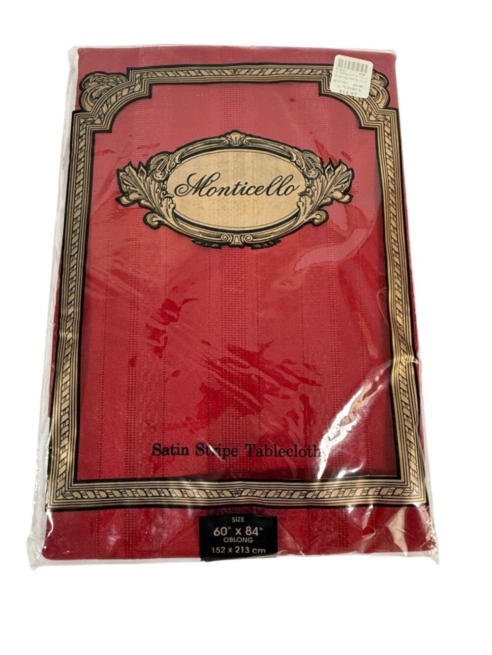 Monticello Satin Stripe Tablecloth Oblong 60" X 84" Burgundy/Red Holiday Festive